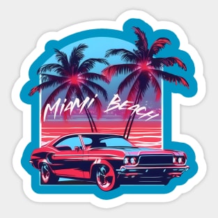 Muscle car. Miami beach Sticker